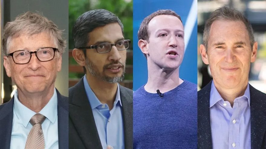 Portraits of popular US tech company owners and CEOs.