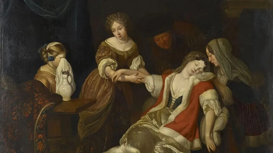 After Eglon van der Neer - A Lady Fainting after having been Bled c.1680-1750.